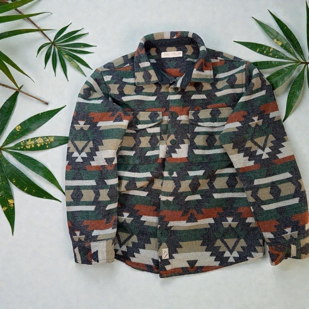 Zara Kids Jacket Aztec Print Multicolor Size 10
